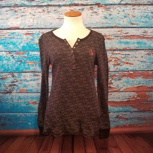Volcom  Black & White Long Sleeve Henley